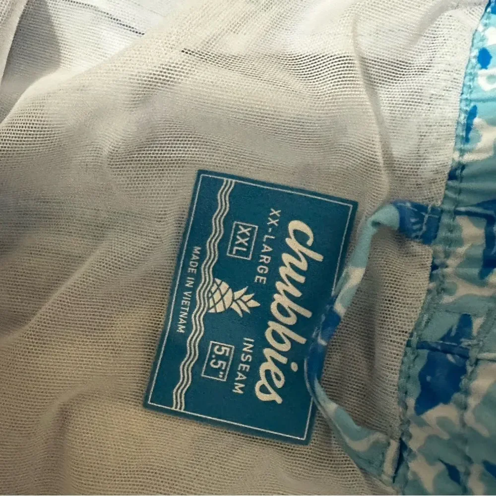 NWT Chubbies Blue Shark Print Swim Shorts -The Shark Sides
